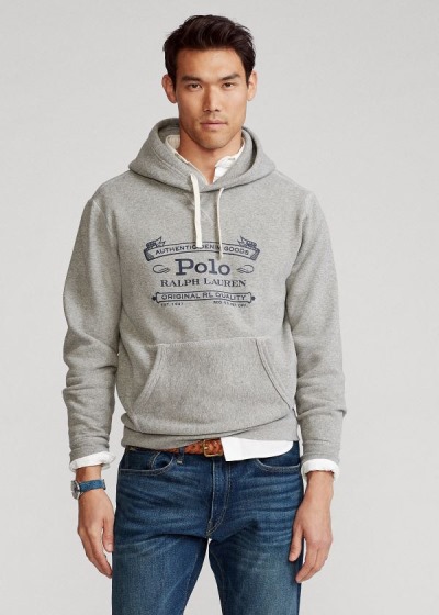 Sudaderas Con Capucha Polo Ralph Lauren Hombre Grises - Fleece Graphic - ZNSHY0129